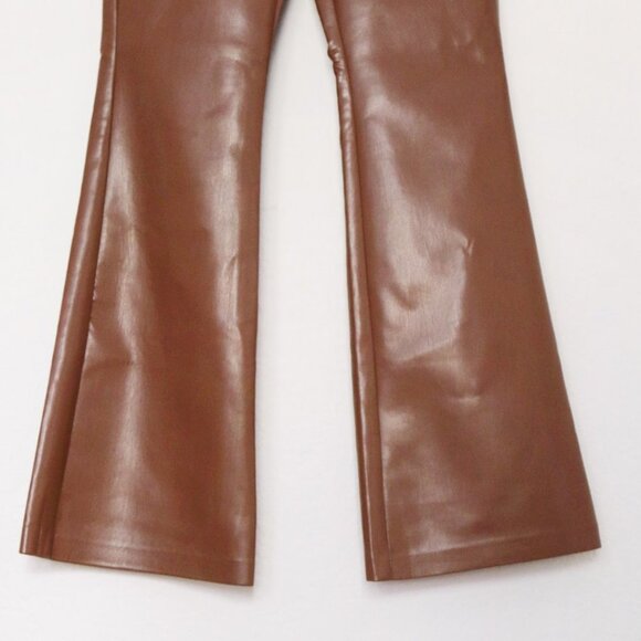 Wilfred Aritzia Beatrix Pants in Cognac Vegan Faux Leather Flared Pants 6 $148 - Picture 11 of 16